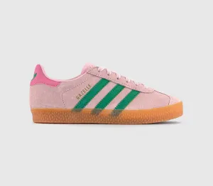 adidas Gazelle 2 Kids Trainers Clear Pink Court Green Bliss Pink