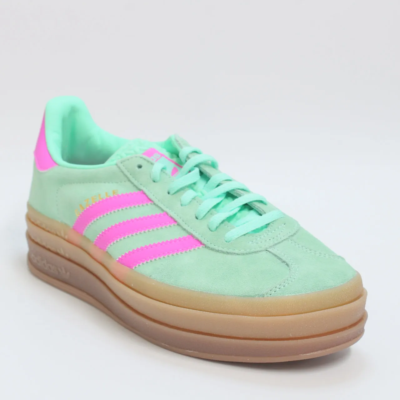 adidas Gazelle Bold W Trainers Pulse Mint Screaming Pink Gum M2