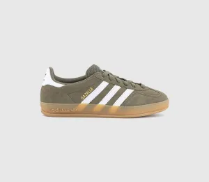 adidas Gazelle Indoor Trainers Olive Strata White Gold Metallic