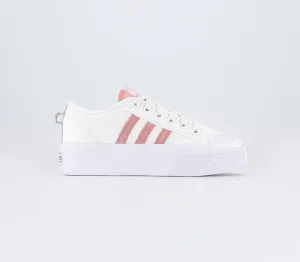 adidas Nizza Platform White Clear Pink White Trainers