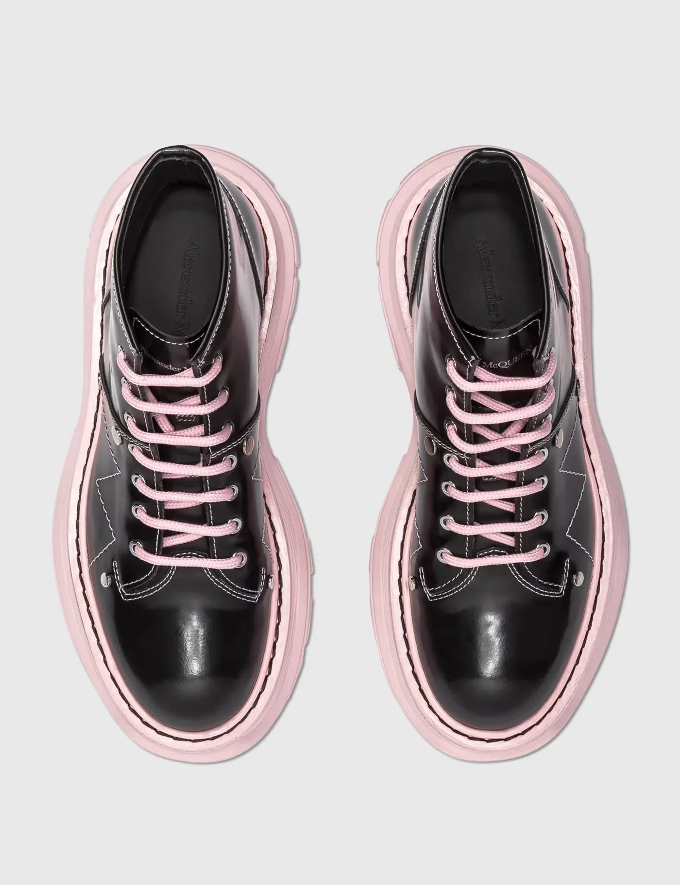 ALEXANDER MCQUEEN HYBRID CALFSKIN LEATHER LACE-UP BOOTS