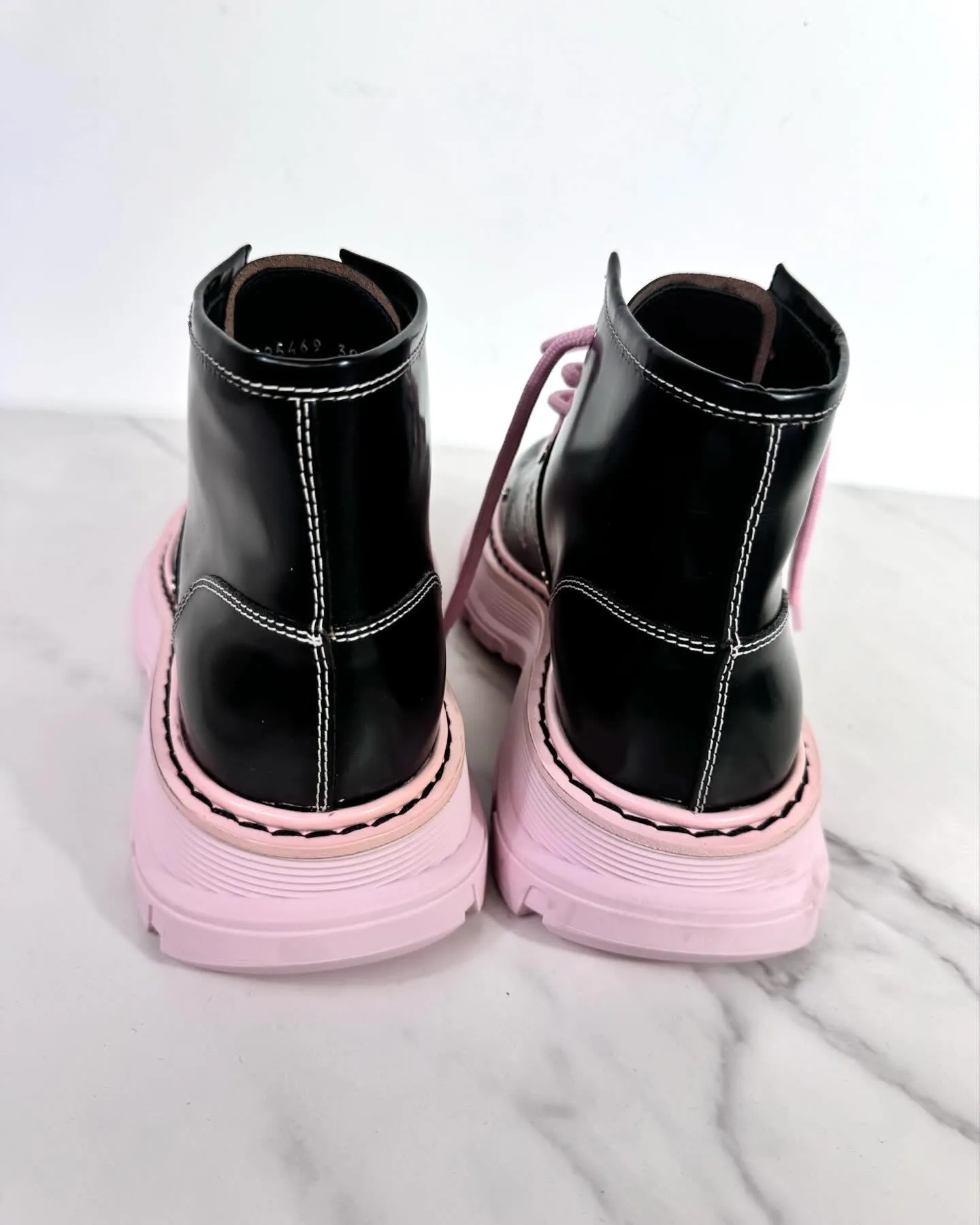 ALEXANDER MCQUEEN HYBRID CALFSKIN LEATHER LACE-UP BOOTS