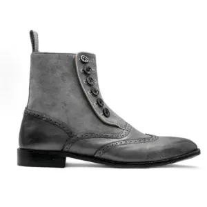 Ankle High Grey Button Boots