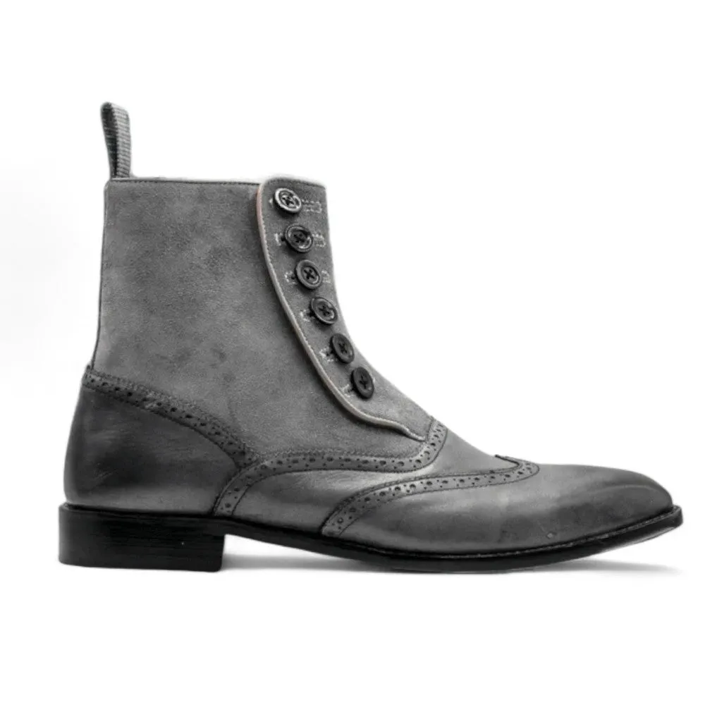 Ankle High Grey Button Boots