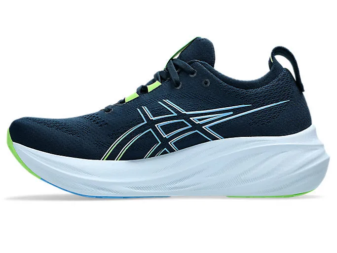 Asics Men's GEL-NIMBUS 26 Running Shoes in French Blue/Electric Lime