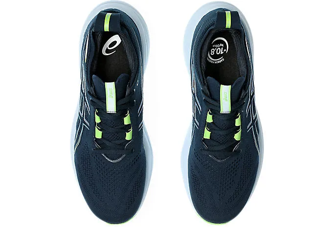 Asics Men's GEL-NIMBUS 26 Running Shoes in French Blue/Electric Lime
