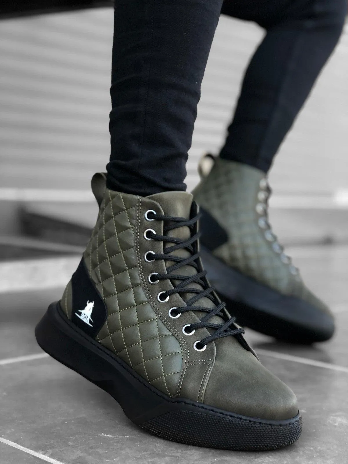 BA0159 Lace-Up Men's High Sole Sneaker Sport Boots