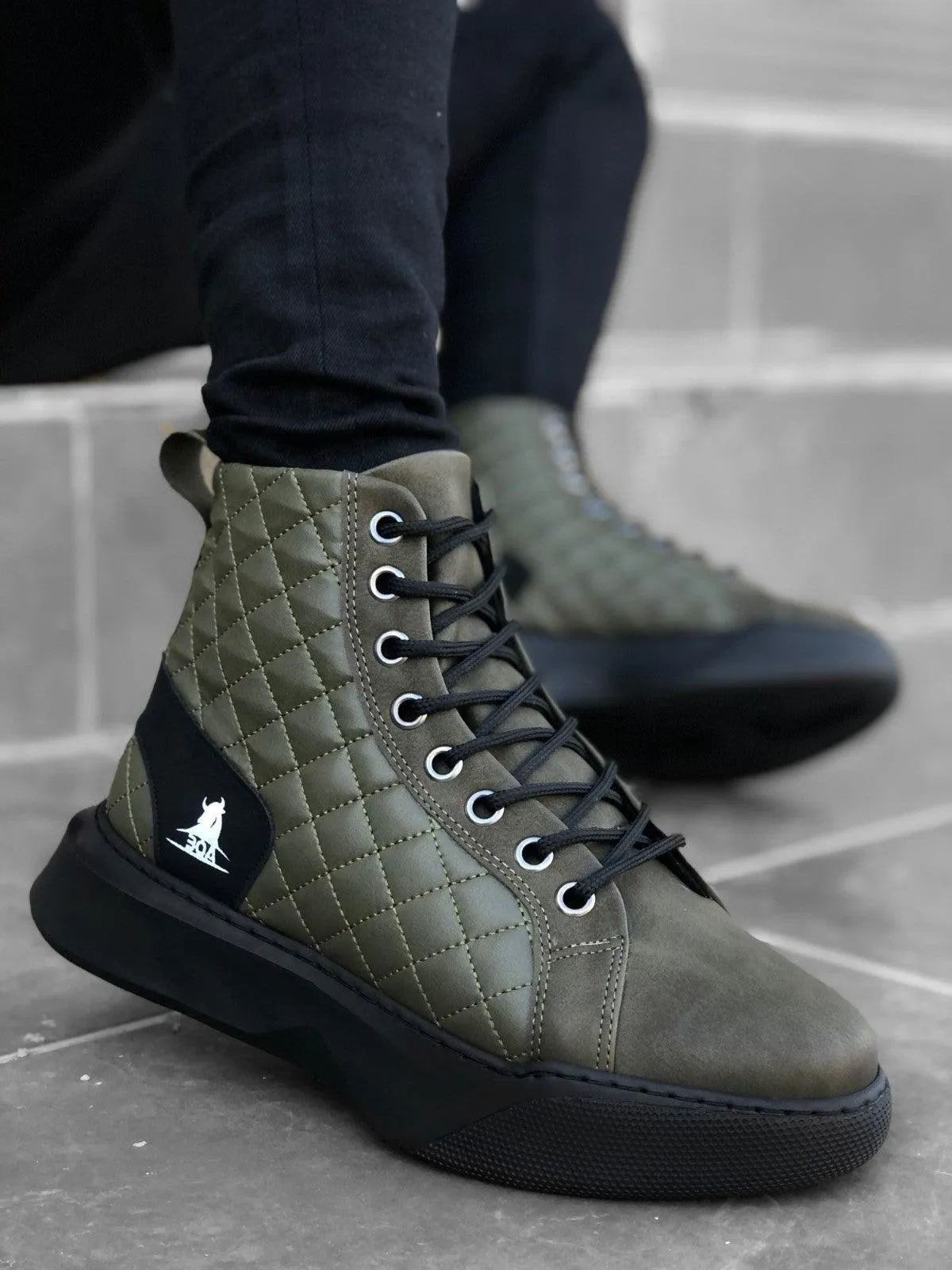 BA0159 Lace-Up Men's High Sole Sneaker Sport Boots