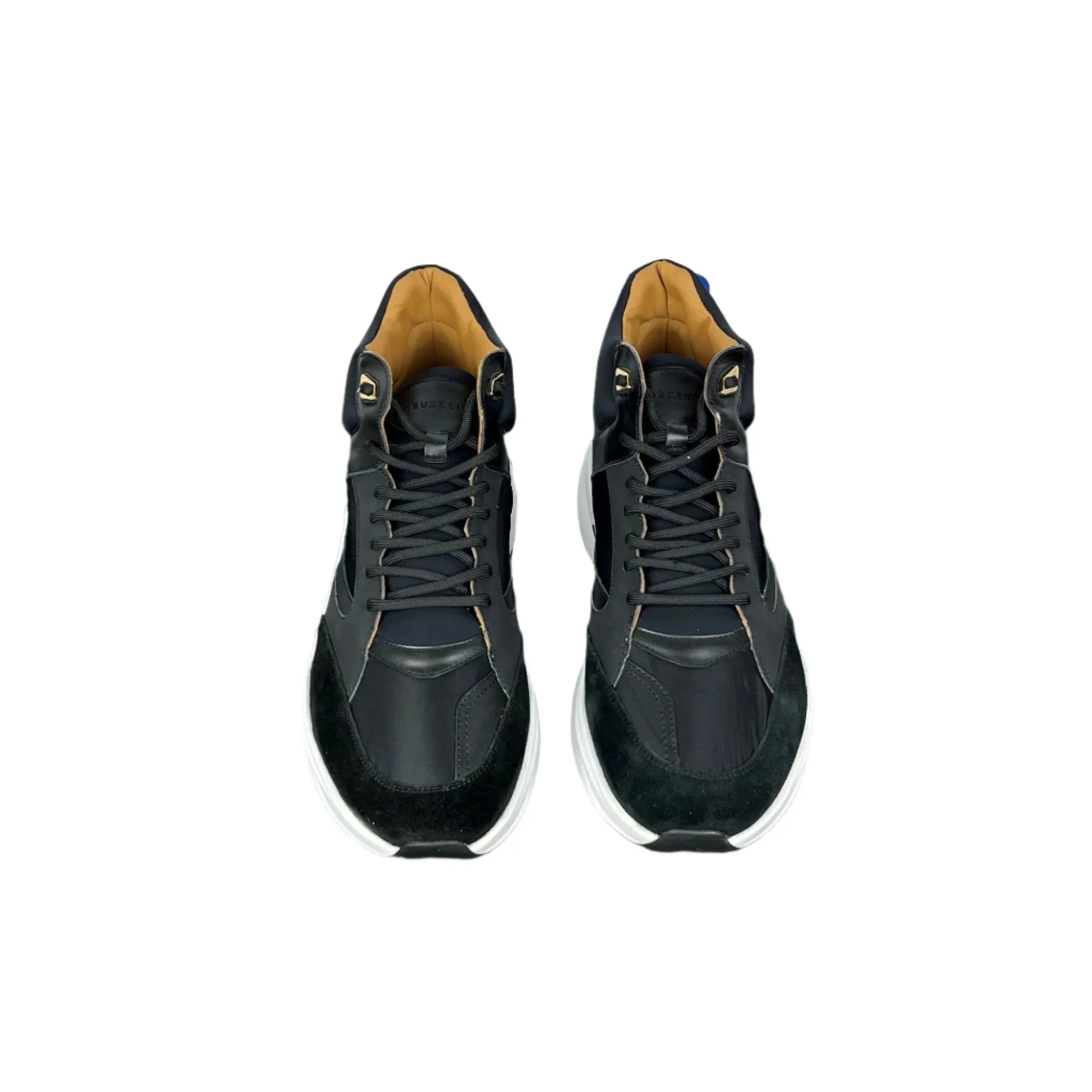 Buscemi Mens Veloce Mix Materials Black Leather Sneakers