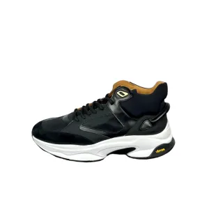 Buscemi Mens Veloce Mix Materials Black Leather Sneakers