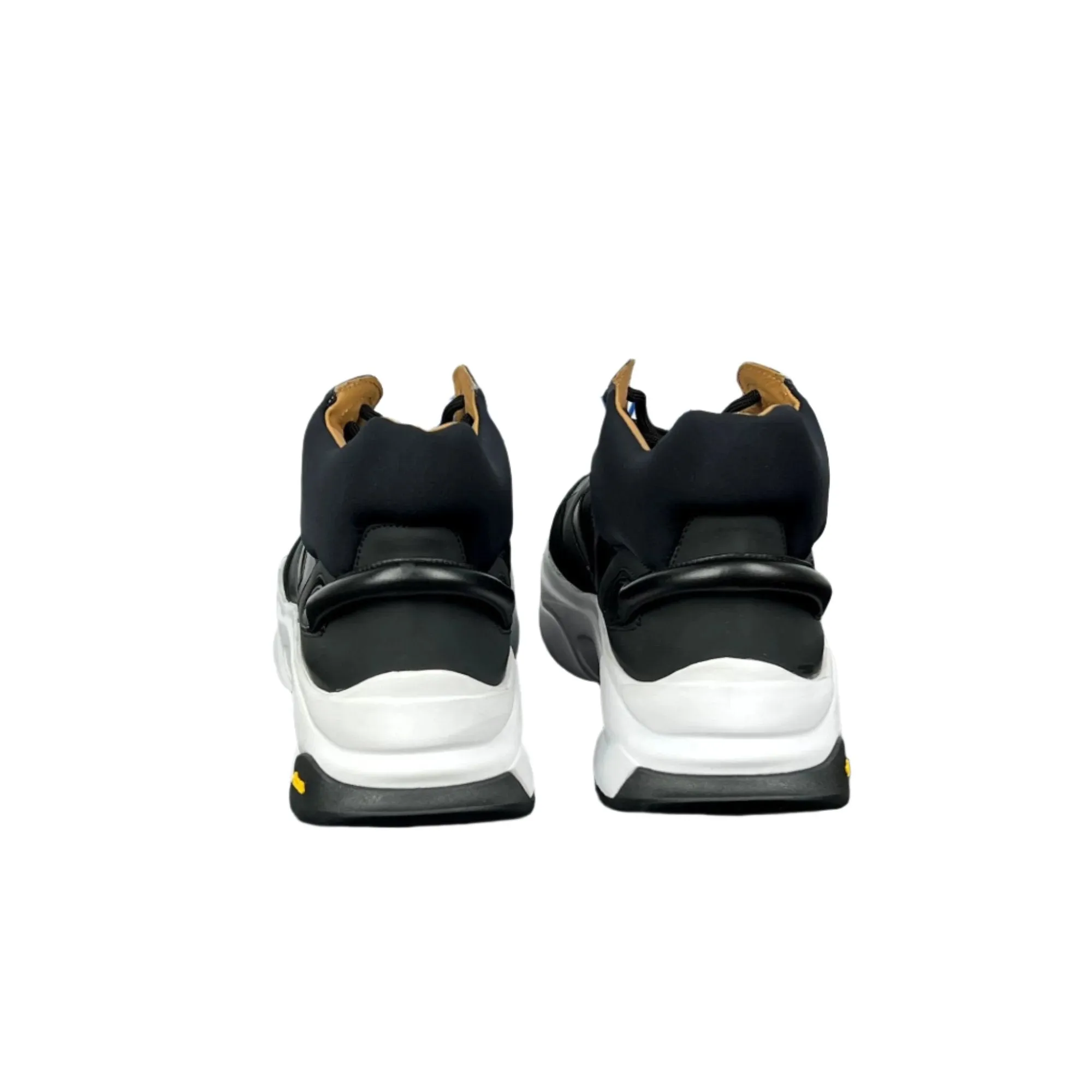 Buscemi Mens Veloce Mix Materials Black Leather Sneakers