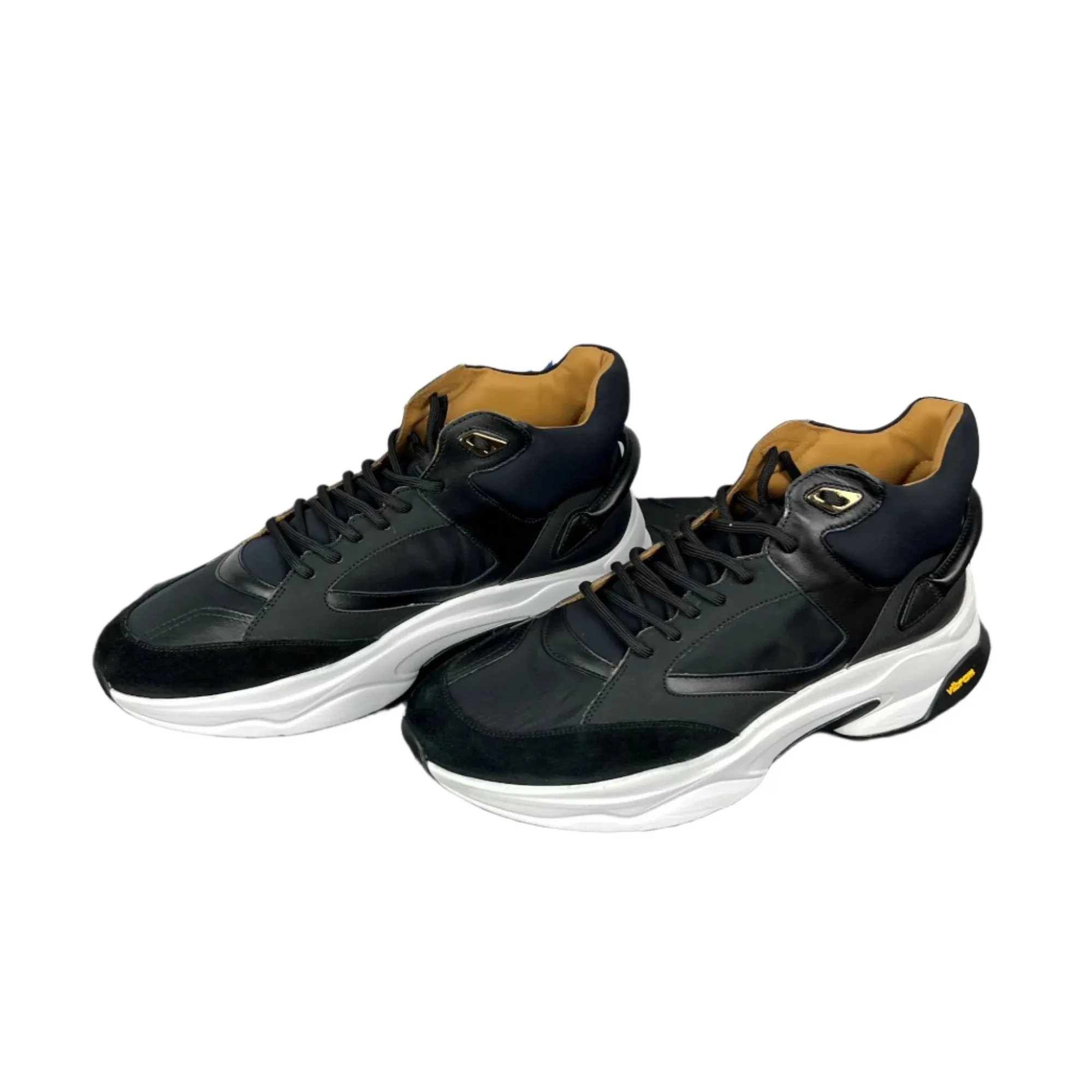 Buscemi Mens Veloce Mix Materials Black Leather Sneakers