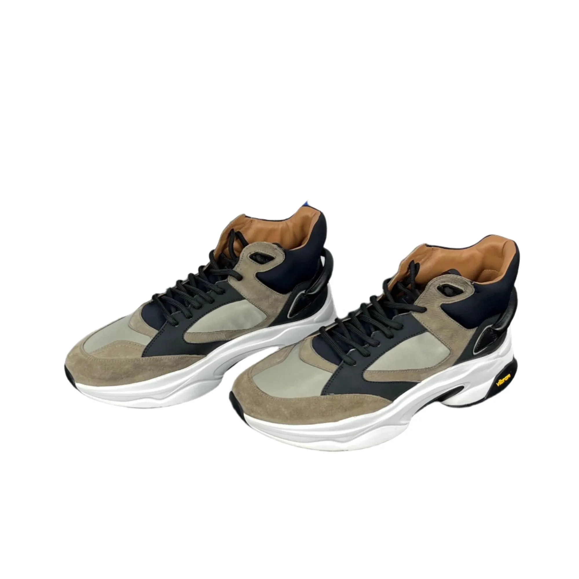 Buscemi Mens Veloce Mix Materials Multi Green Leather Sneakers