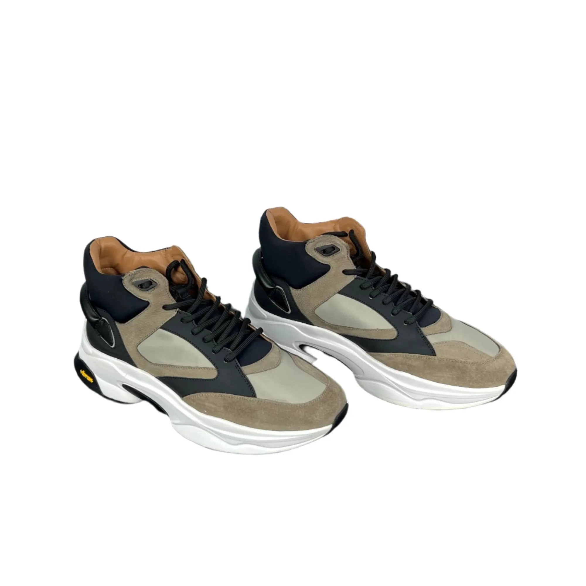 Buscemi Mens Veloce Mix Materials Multi Green Leather Sneakers