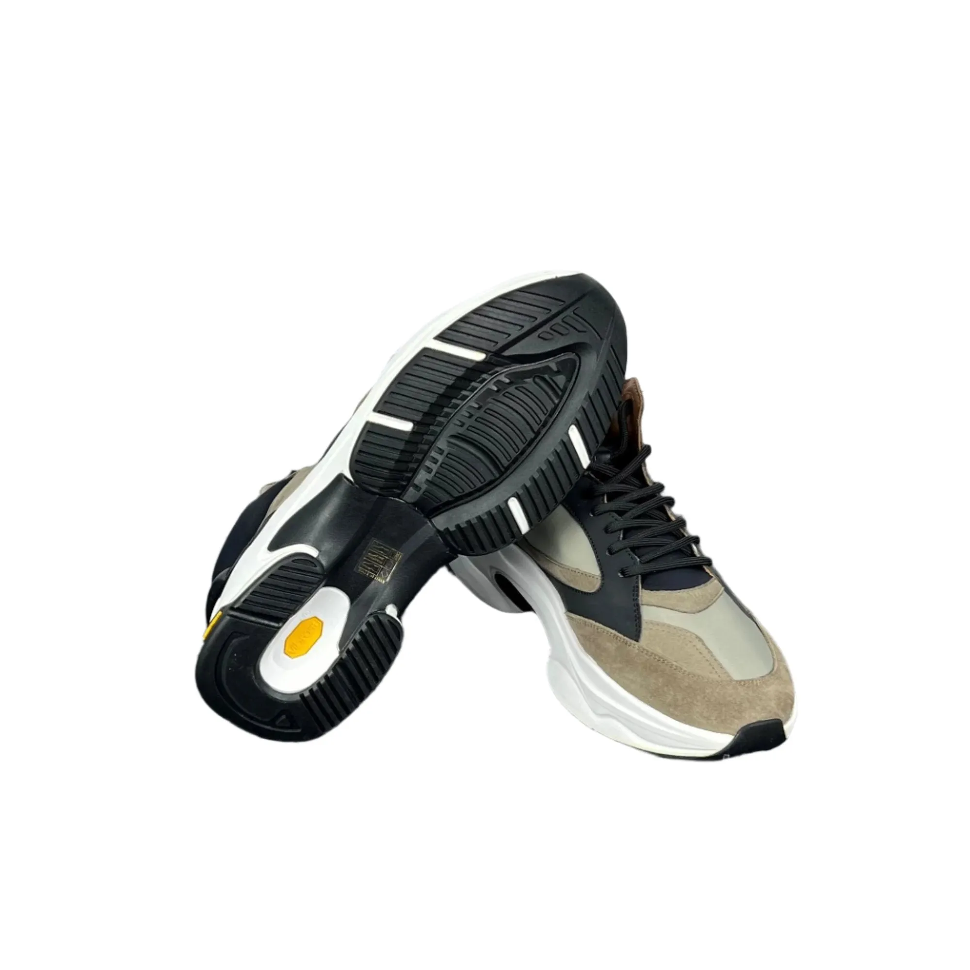 Buscemi Mens Veloce Mix Materials Multi Green Leather Sneakers