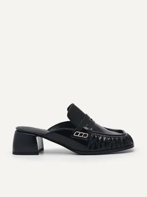 Carmen Leather Heel Mules