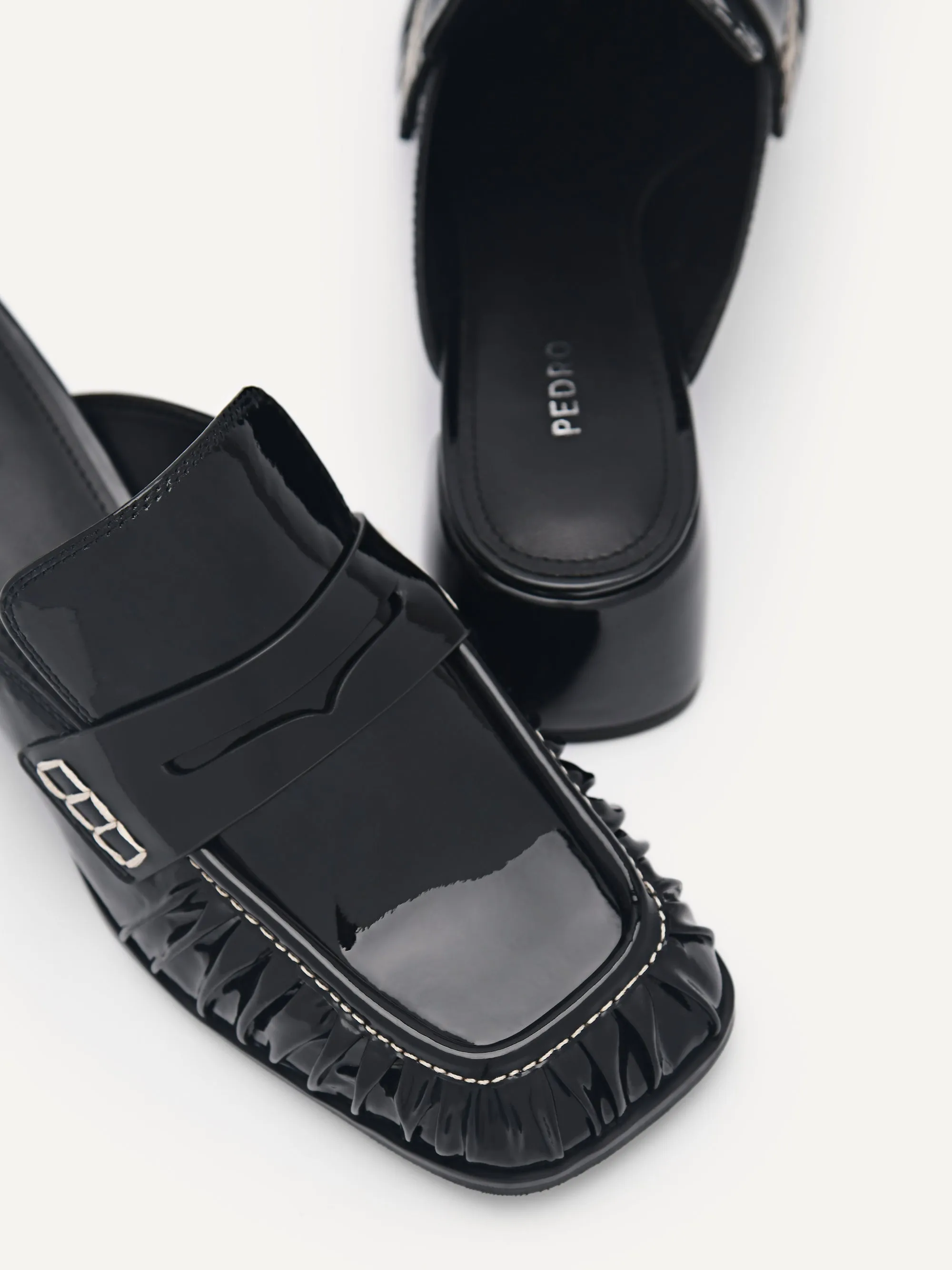 Carmen Leather Heel Mules
