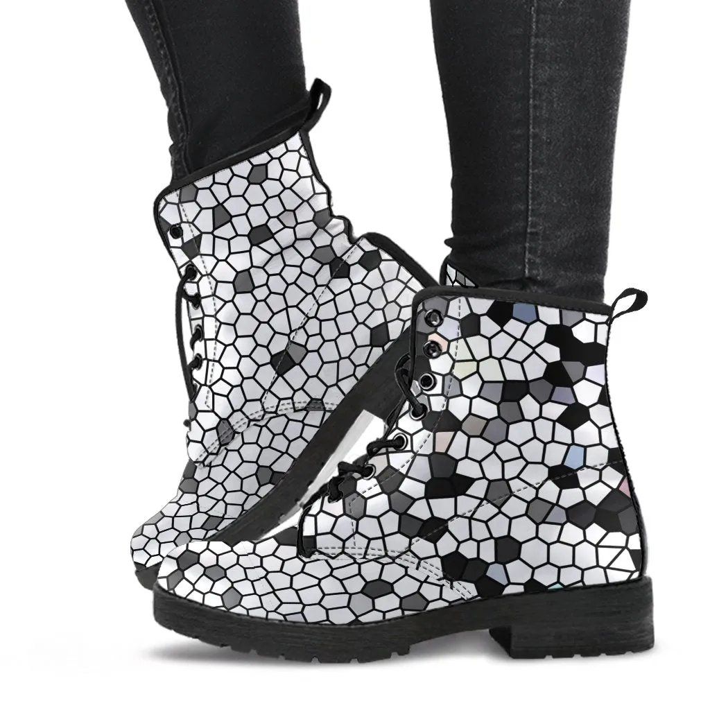 Combat Boots - Classic Mosaic | Boho Shoes, Handmade Lace Up Boots, Vegan Leather Lace Up Boots, 90s Boots, 2000s Boots
