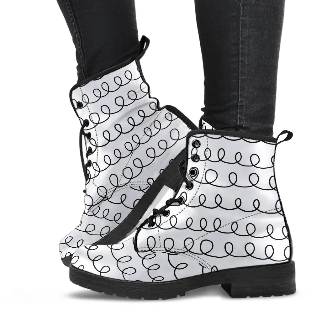 Combat Boots-Doodle Series 109, Vegan Leather