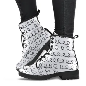 Combat Boots-Doodle Series 109, Vegan Leather