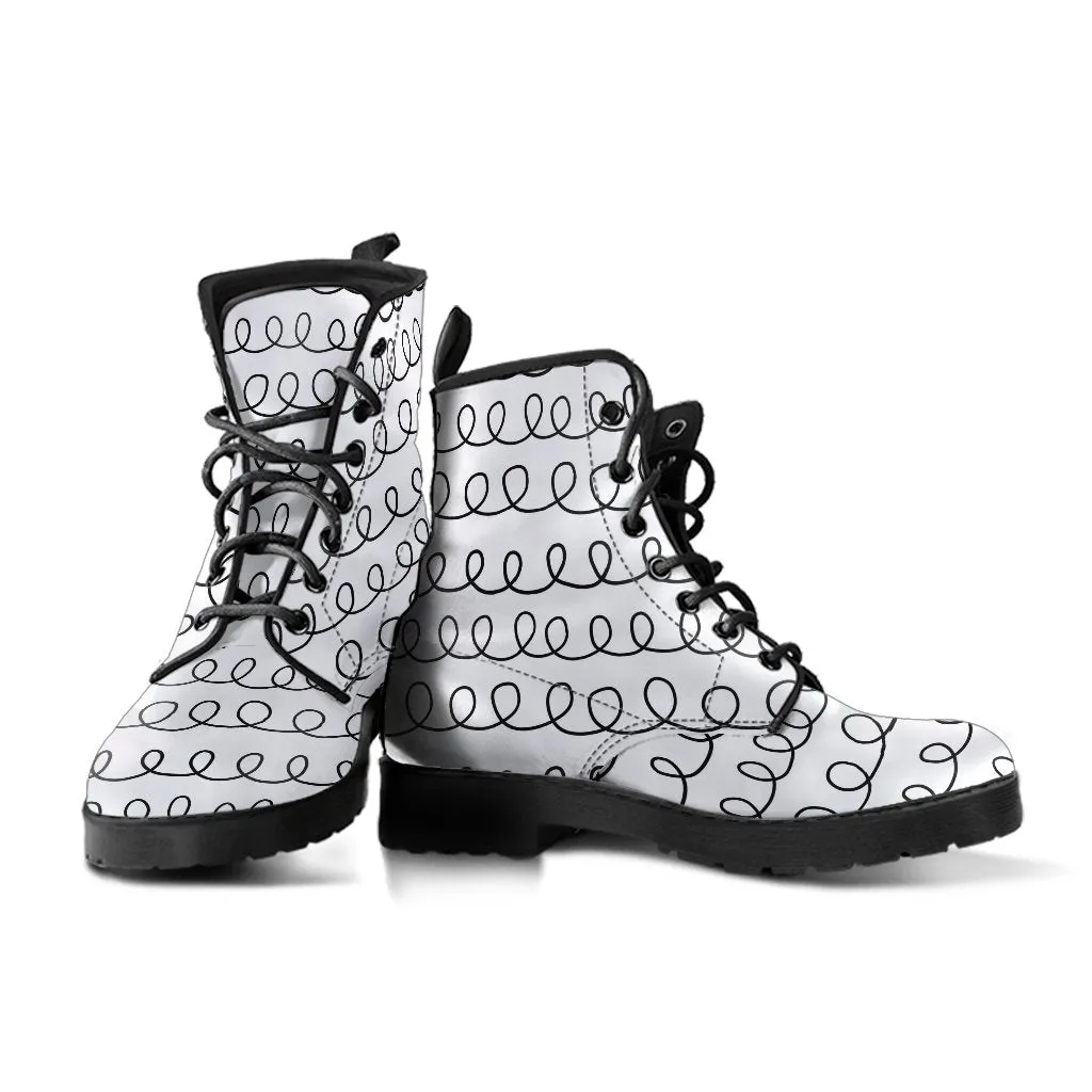 Combat Boots-Doodle Series 109, Vegan Leather