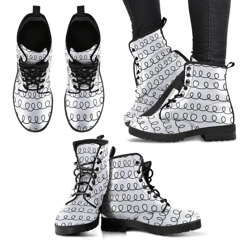 Combat Boots-Doodle Series 109, Vegan Leather