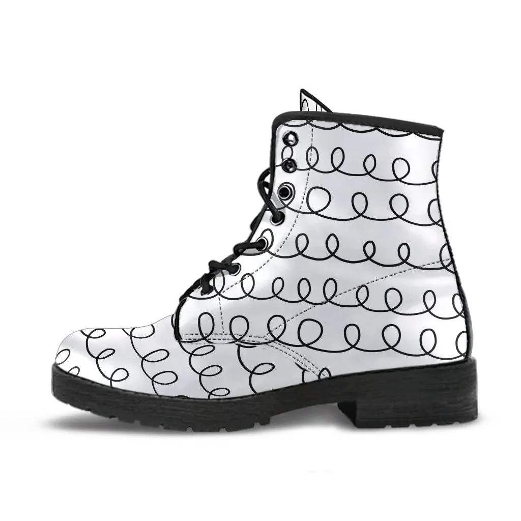 Combat Boots-Doodle Series 109, Vegan Leather