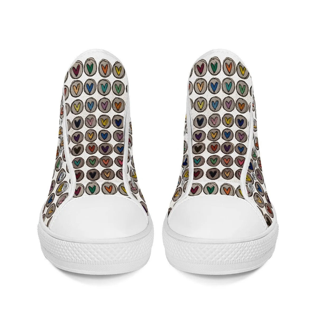 Crazy Circle Hearts Converse Style High Tops