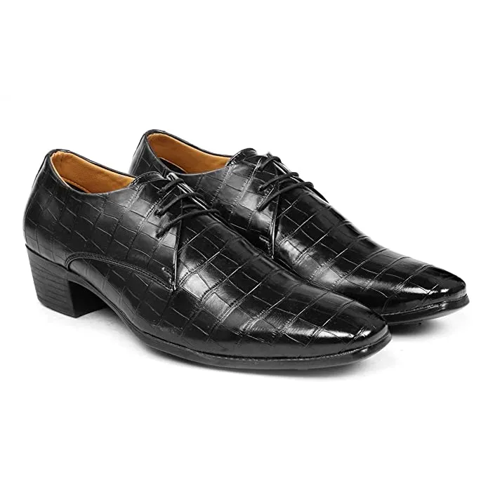 Crocodile Style Height Increasing Faux Leather Material Formal Shoes-JonasParamount