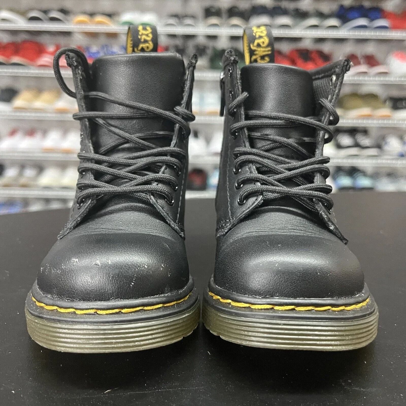 Dr Martens 1460 Toddler Size 7 Black Leather Side Zip Lace Up Boots Unisex W Box