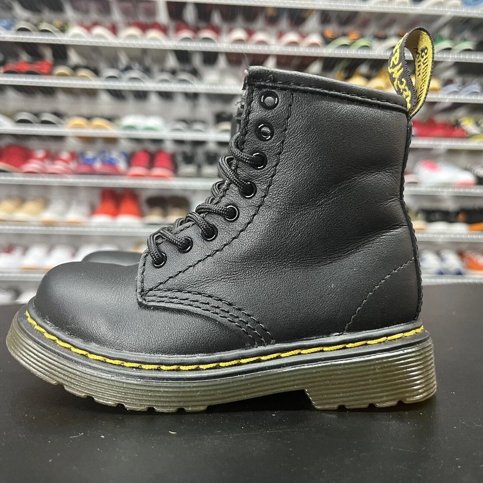 Dr Martens 1460 Toddler Size 7 Black Leather Side Zip Lace Up Boots Unisex W Box