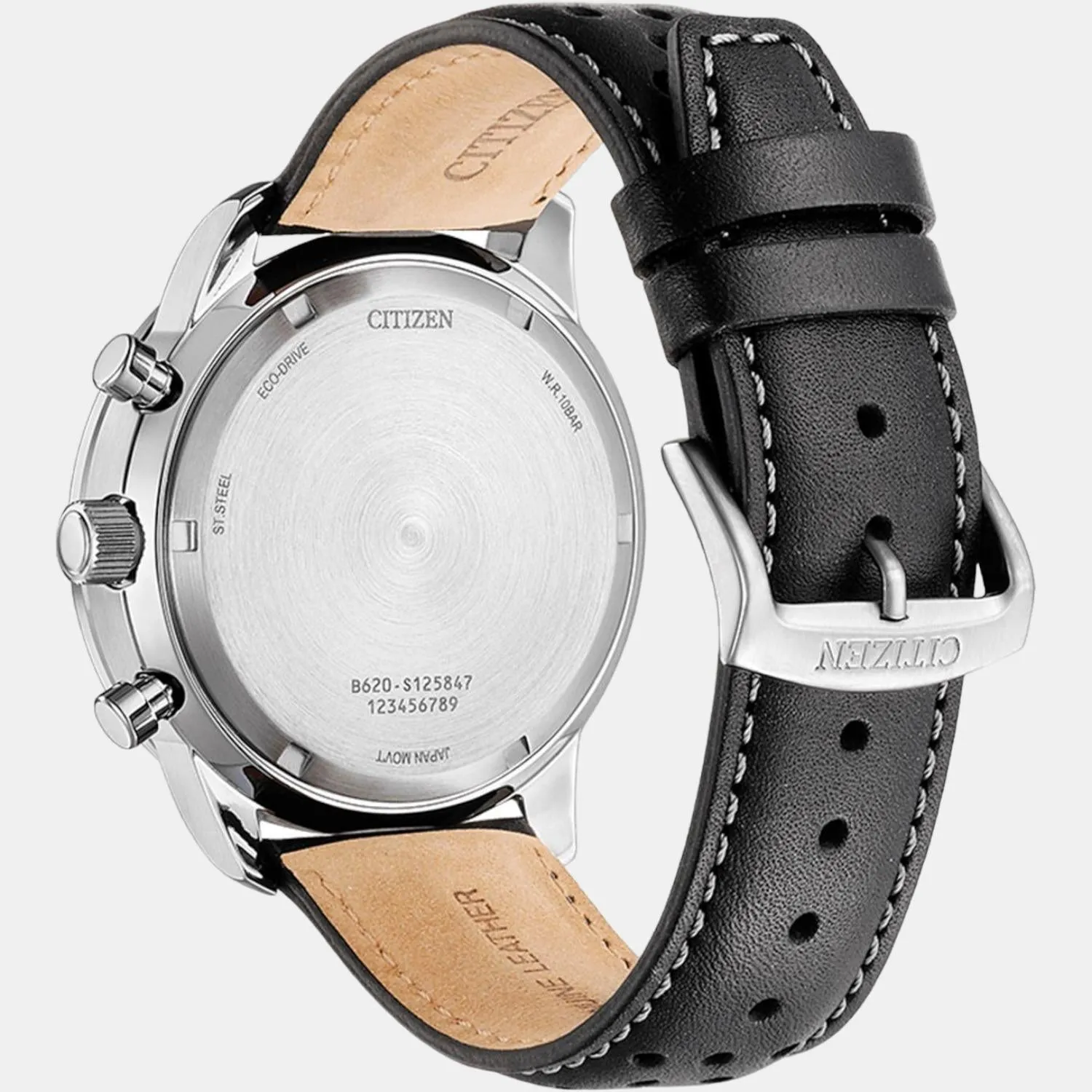 Eco-Drive Men White Leather Chronograph Watch CA4500-32A