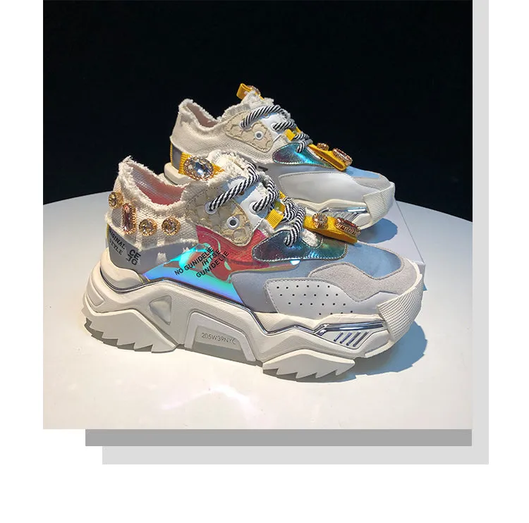 ENTELNO KEZZI AILIN CHUNKY PLATFORM SHOES WITH RHINESTONE