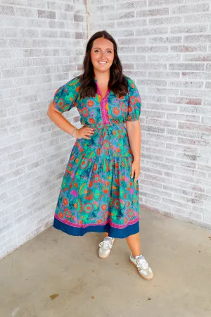 Fashionably Late Floral Print Midi Dress