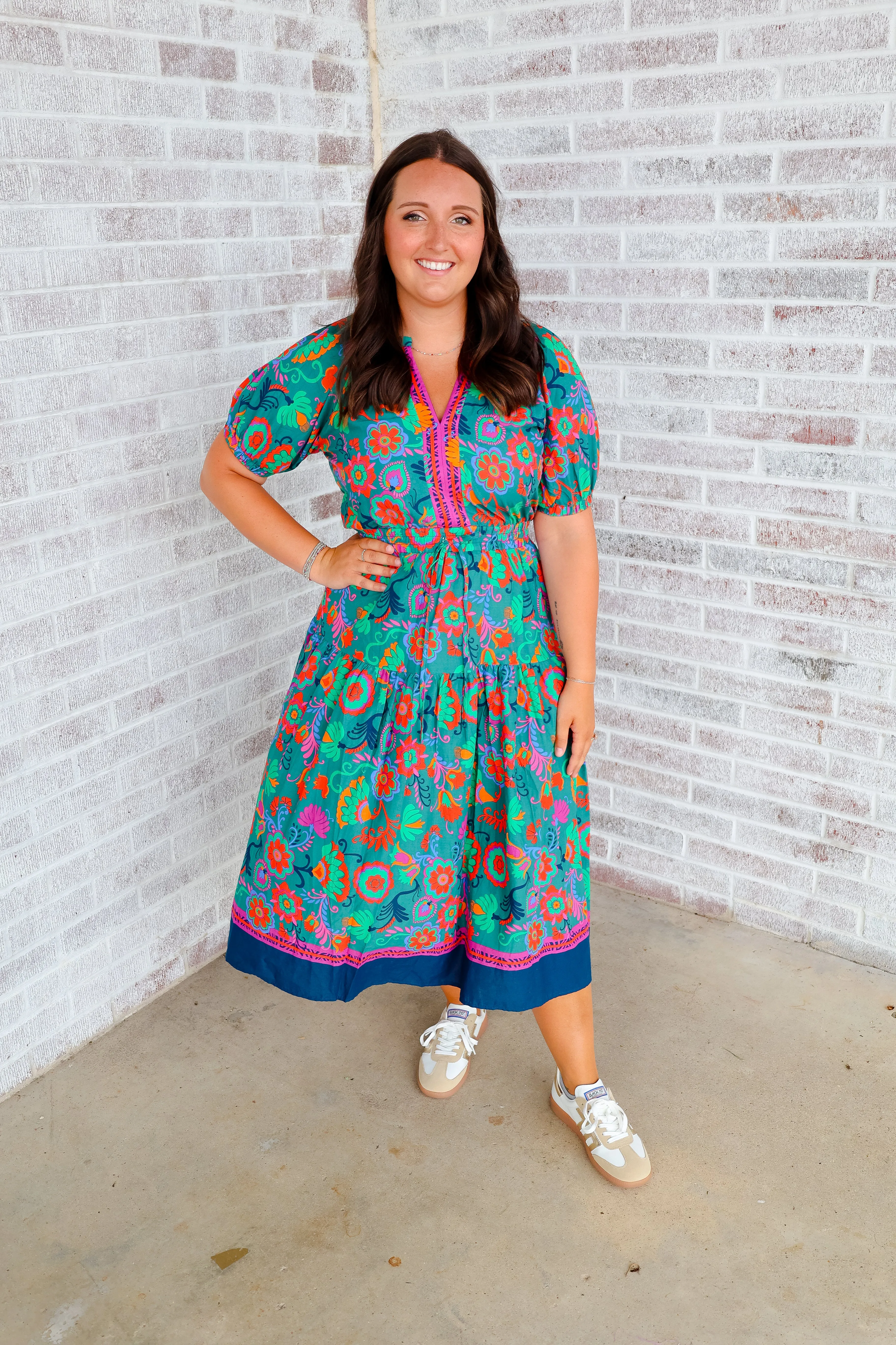 Fashionably Late Floral Print Midi Dress