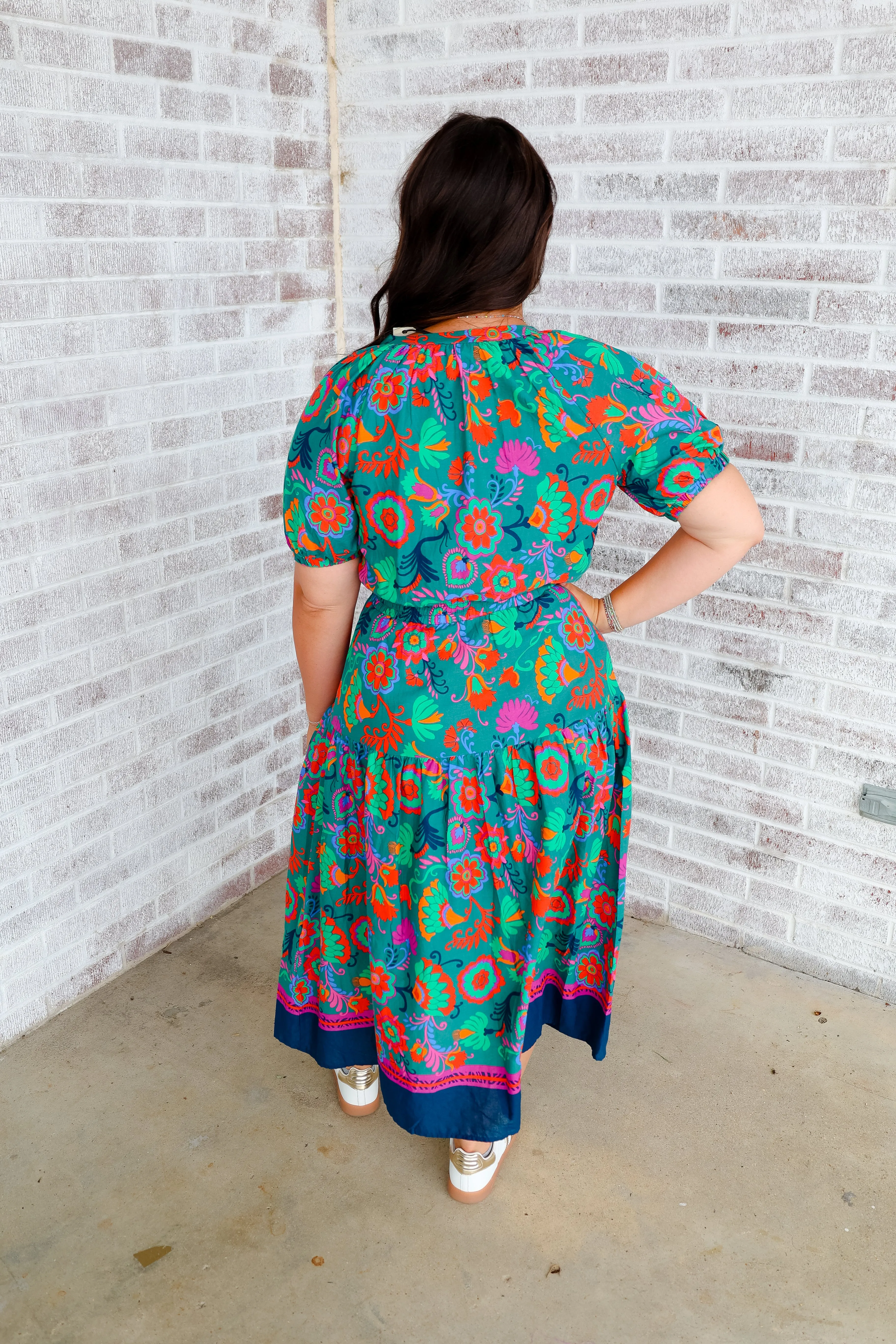 Fashionably Late Floral Print Midi Dress