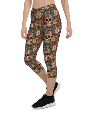 Festival Colorful Sugar Skull Capris