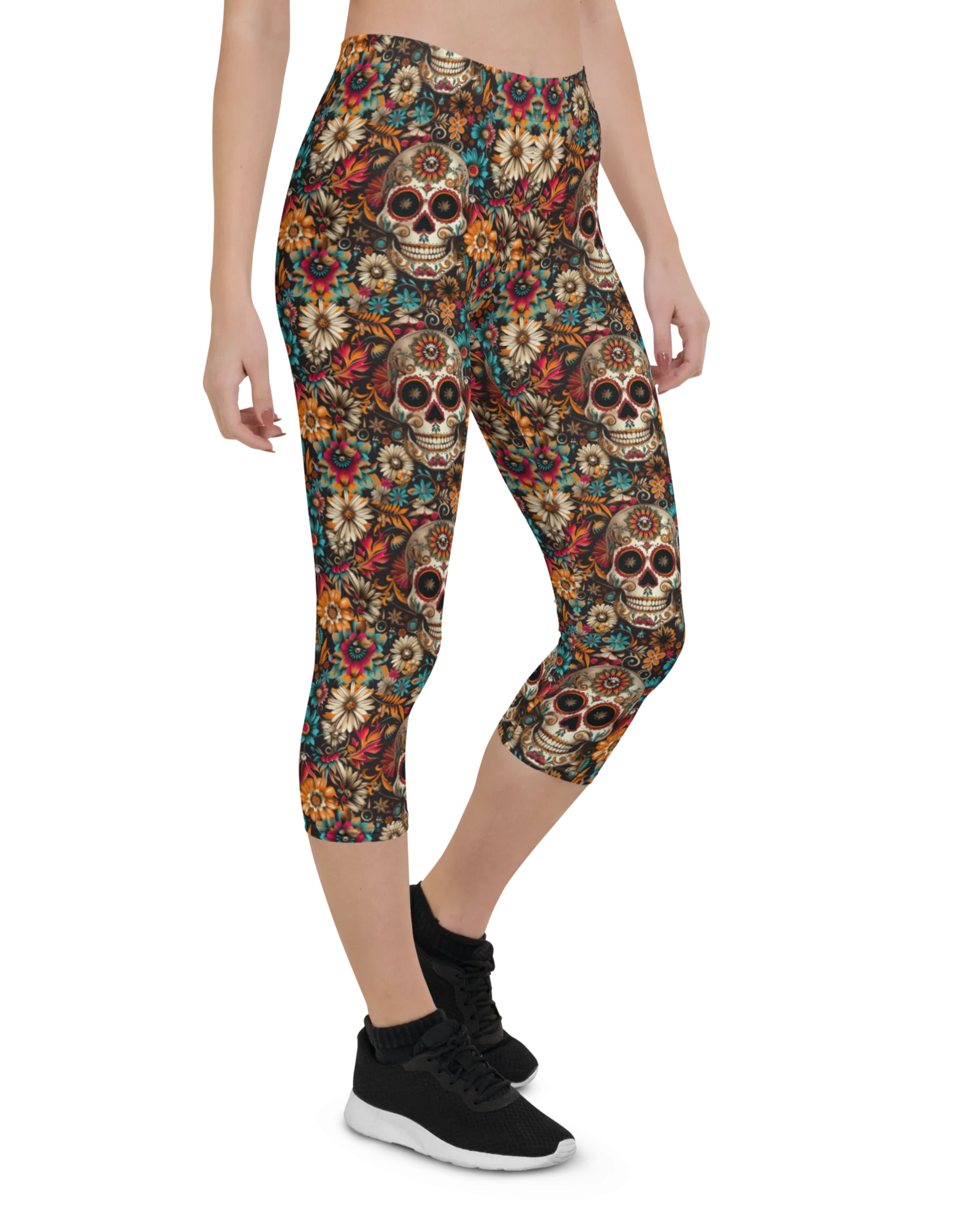 Festival Colorful Sugar Skull Capris