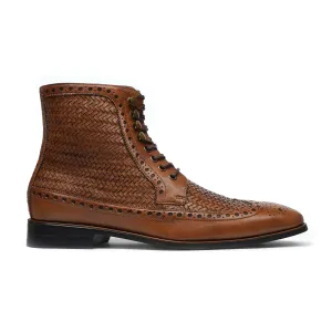 Handmade Custom Tan Brown Calf Leather Boots For Men