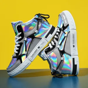 High-top Color Matching Lace Up Casual Sneakers