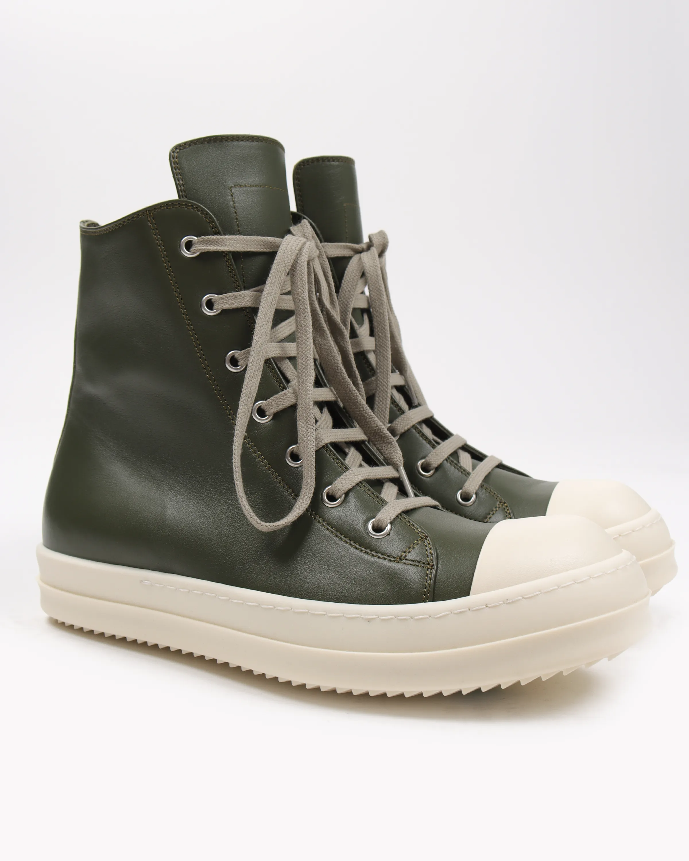 High-Top Ramones Leather Green Milk