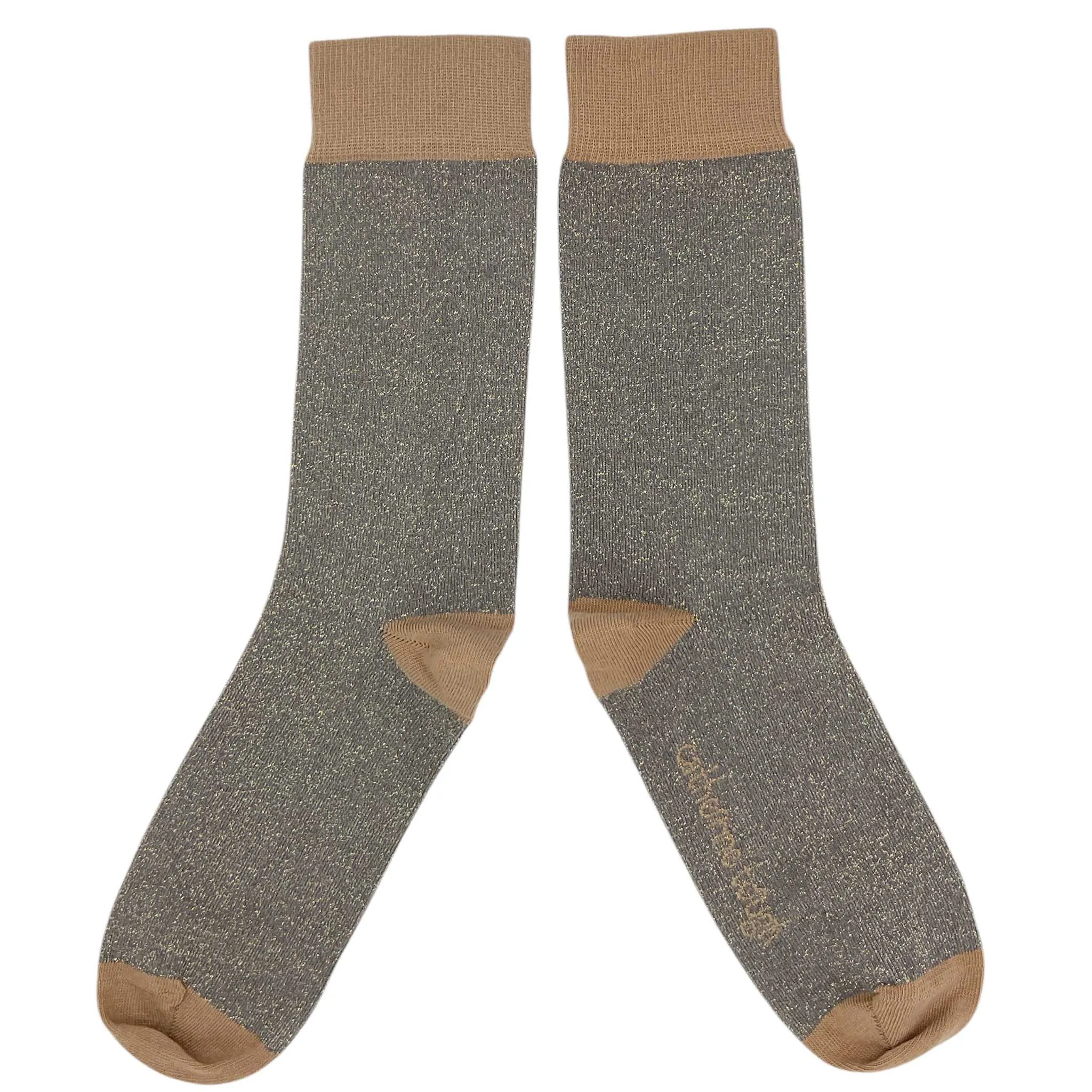 Ladies Grey & Copper Glitter Organic Cotton Ankle Socks