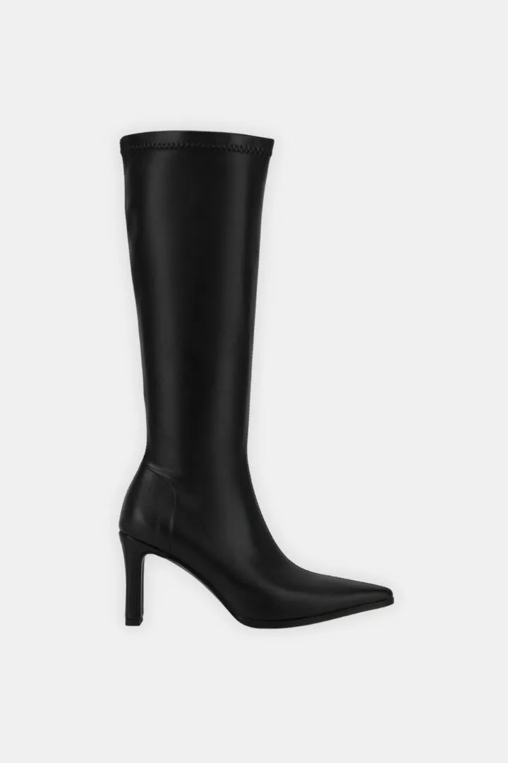 Leather Boots With Flared Heel
