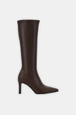 Leather Boots With Flared Heel