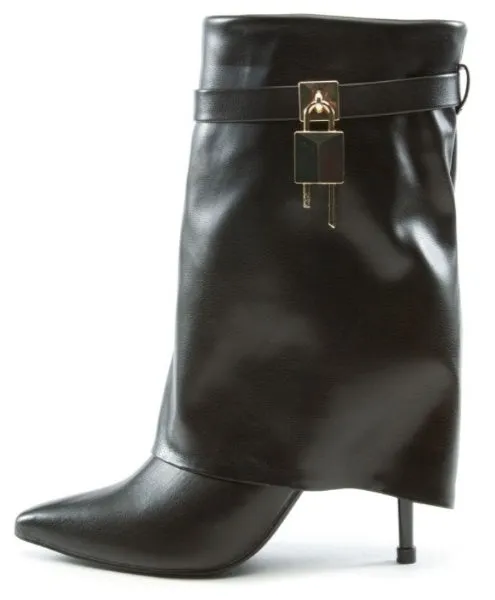Lock Buckle Drape Over Heel Bootie