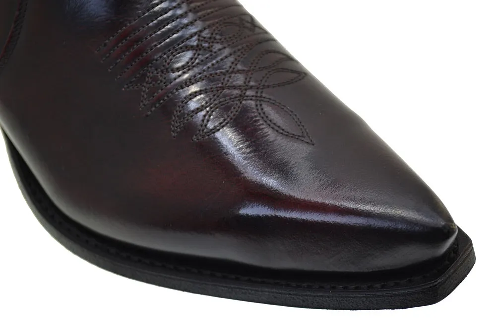 Men's Cowboy Boots Sendra 7826W Fuchsia Leather Cuban Heel