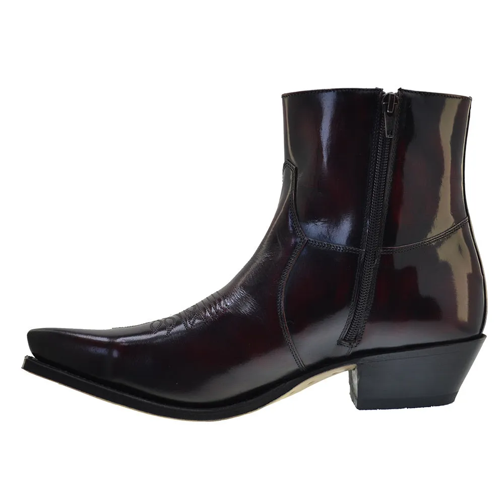 Men's Cowboy Boots Sendra 7826W Fuchsia Leather Cuban Heel