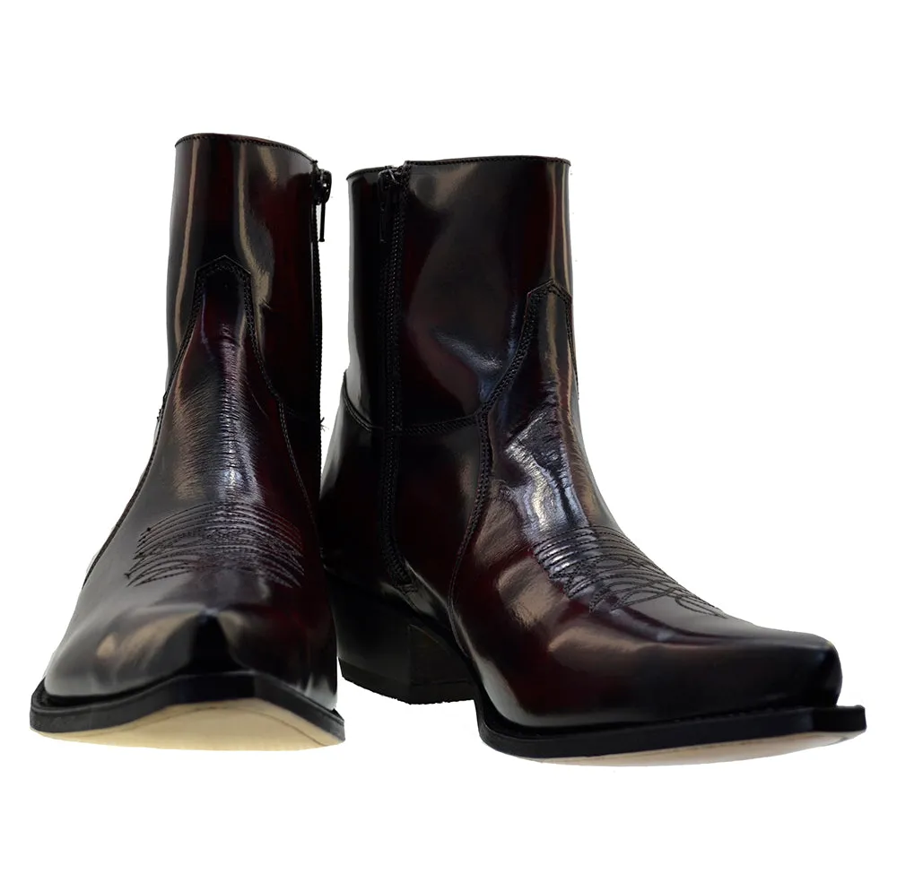 Men's Cowboy Boots Sendra 7826W Fuchsia Leather Cuban Heel