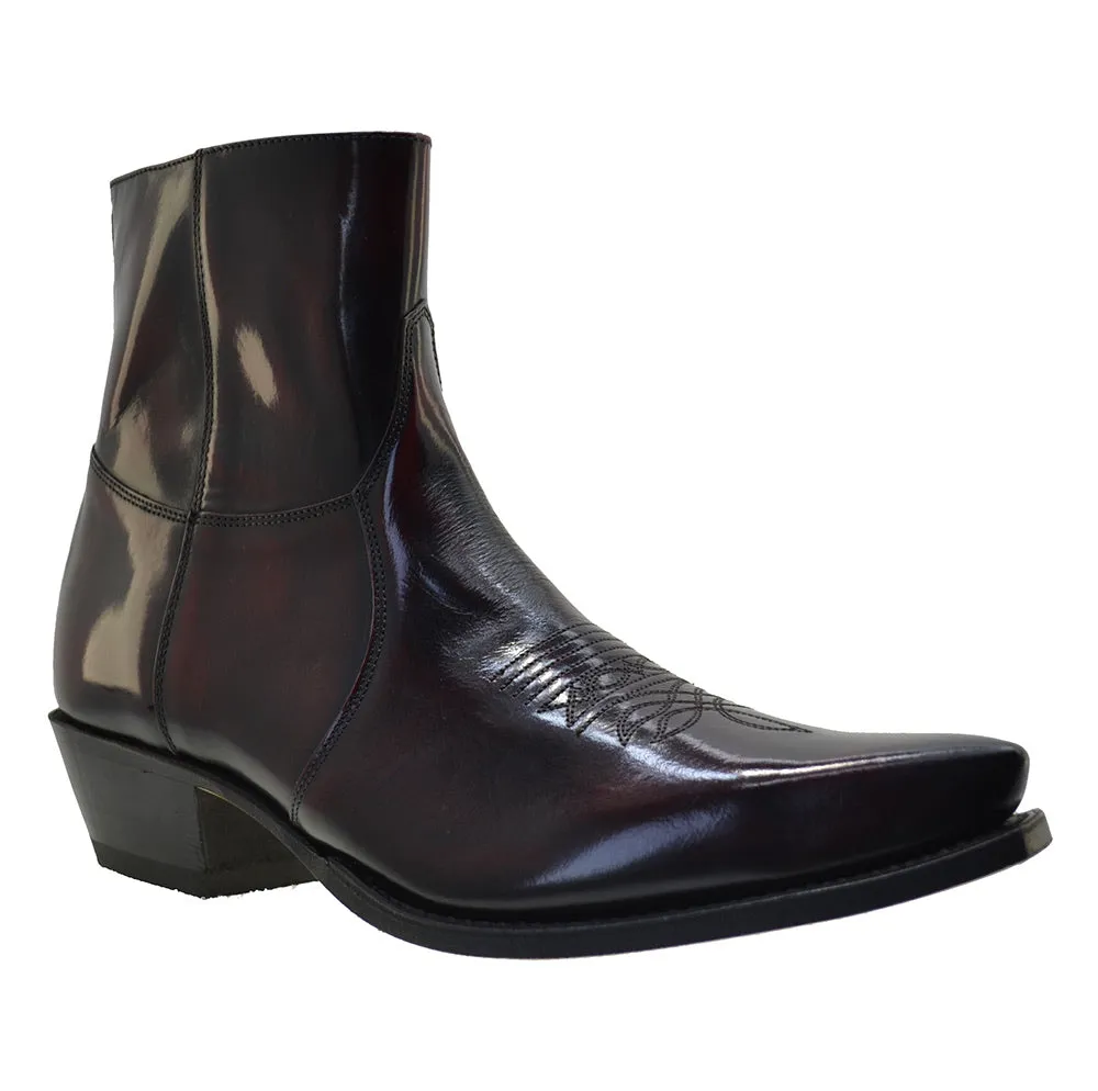 Men's Cowboy Boots Sendra 7826W Fuchsia Leather Cuban Heel