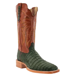 MENS NUBUCK OLIVE GREEN CAIMAN BELLY BOOTS